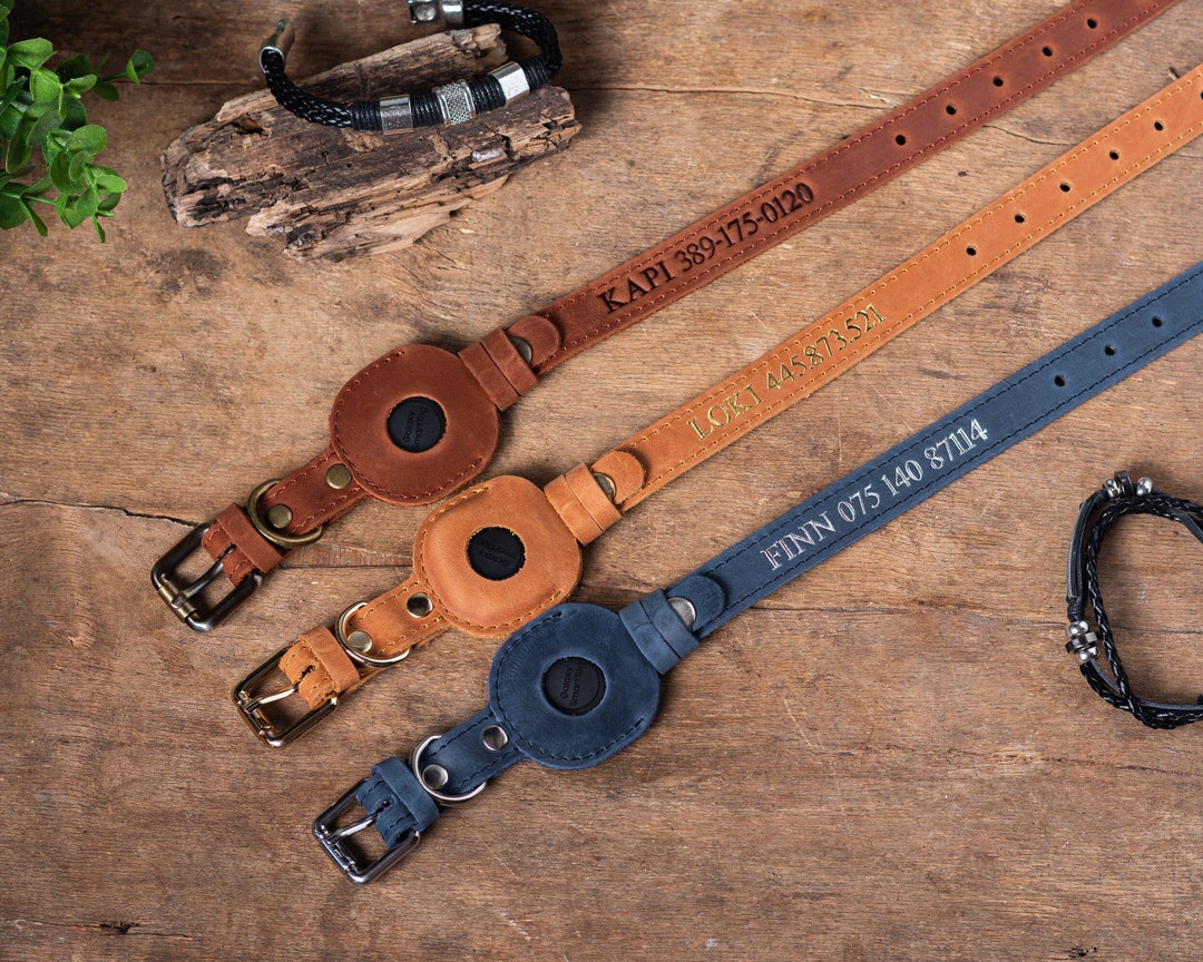 Galaxy Smarttag Collar, Personalized Leather Dog Collar, Galaxy