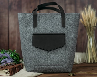 Handmade Felt Tote Bag - Handmade Bag - Felt Bag - Felt Shoulder Bag - Tote - Large Tote Bag - Felt Tote Bag