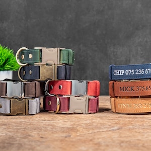 Customized Dog Collar, Personalized Leather Dog Collar, Personalized Dog Collar, Genuine Leather Dog Collar, Engraved Leather Dog Collar