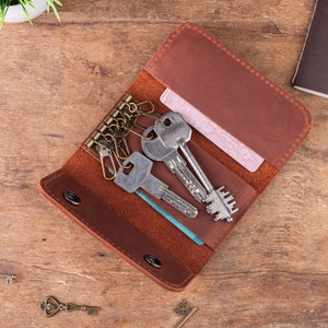 Personalized Leather Key Case, Leather Key Holder, Key Pouch Holder, Customized Key Holder, Key Organizer Case, Leather Key Holder Case image 2