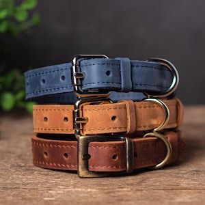 Personligt hundhalsband i läder, Personligt hundhalsband, Hundhalsband i äkta läder, Graverat hundhalsband i läder, Anpassat hundhalsband bild 10