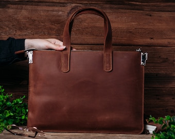 Handcrafter Leather Macbook Bag with Strap, Macbook Air Bag, Leather Macbook Pro 13 Bag, Leather Macbook 13 Bag, Macbook Pro 16 Bag