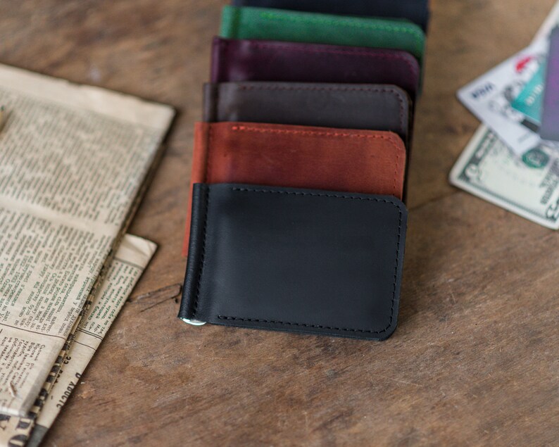 Small Slim Wallet Mens Leather Wallet Soft Leather Card Holder Mens Business Card Wallet image 3