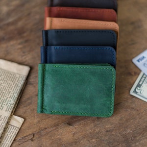 Small Slim Wallet Mens Leather Wallet Soft Leather Card Holder Mens Business Card Wallet image 7