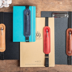 Porte-stylo en cuir personnalisé, porte-stylo à bande réglable pour ordinateur portable, étui à stylo pour journal, pochette à manches crayon, étui de transport de stylo