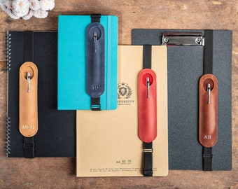Personalized Leather Pen Holder, Adjustable Band Pen Sleeve Holder for Notebook,Pen Case for Journal, Pencil Sleeve Pouch, Pen Carrying Case