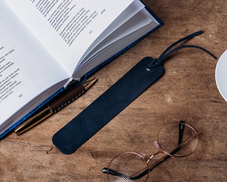 Personalized Bookmark, Leather Bookmark, Named Bookmark, Custom Bookmark, Reader Gift, Book Lover Reading Gift, Handmade Bookmark Blue