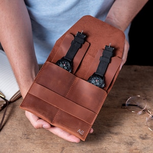 Estuche de cuero personalizado para reloj, organizador de relojes de viaje, funda de cuero para correa de reloj, estuche de cuero personalizado para reloj, protector de reloj