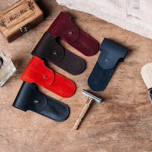 Customized Leather Razor Cover, Handcrafted Leather Razor Case Holder ...