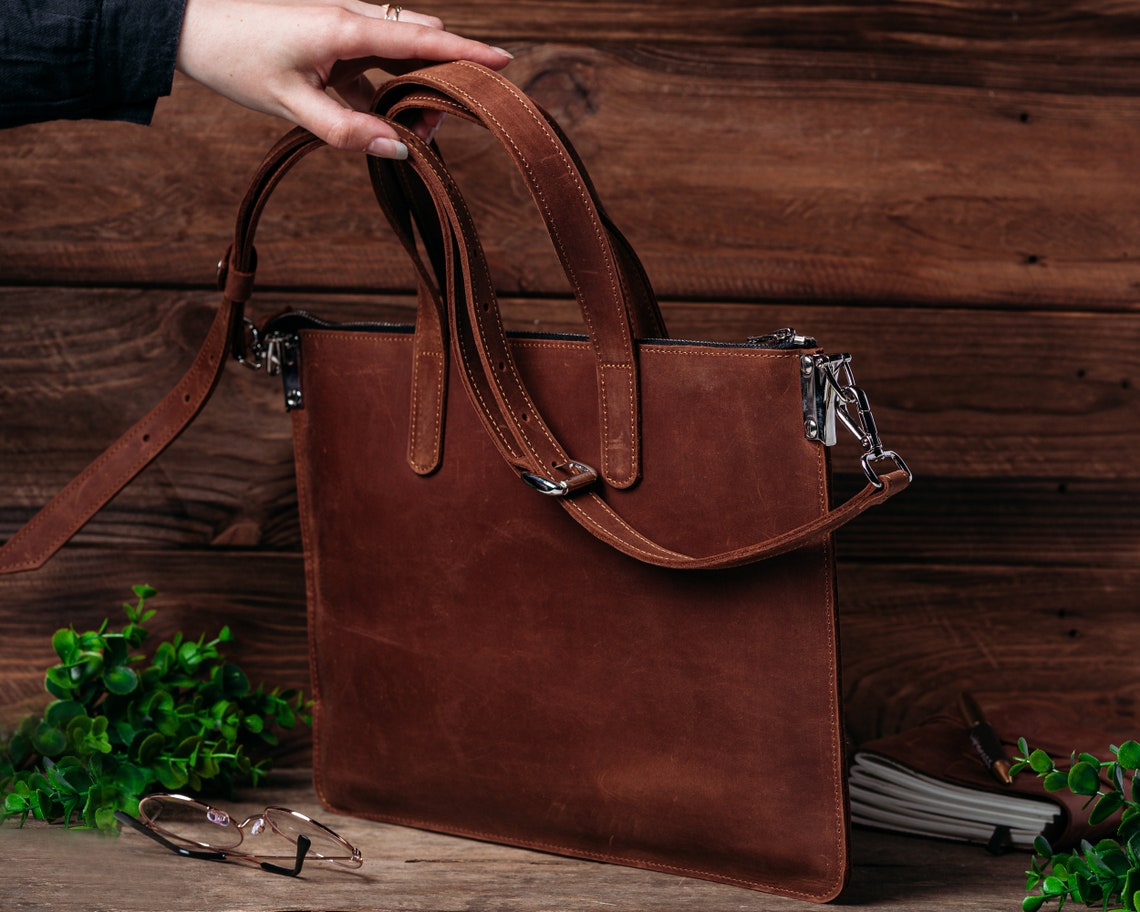 Handcrafter Leather Macbook Bag With Strap Macbook Air Bag Etsy