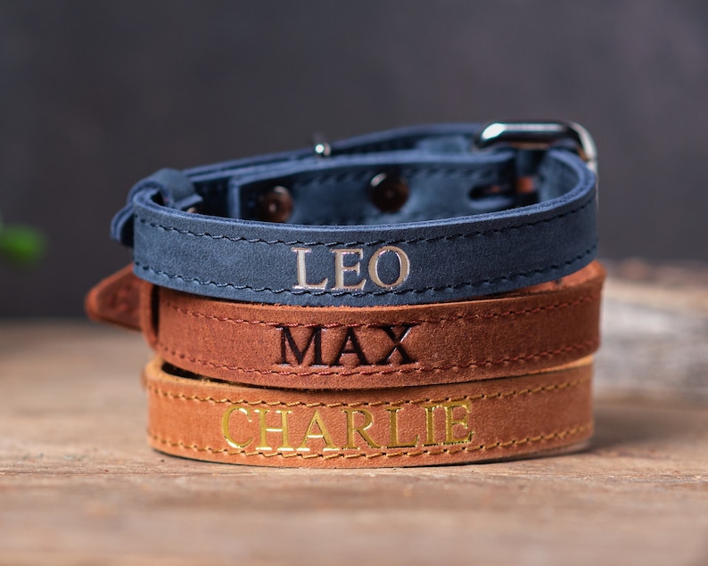 Personalized Leather Cat Collar, Personalized Cat Collar, Genuine Leather Cat Collar, Engraved Leather Cat Collar, Customized Cat Collar image 1
