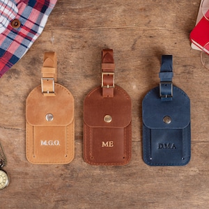Gepersonaliseerde lederen bagagelabels, koffers bagagelabels, taslabels voor bagage, naamlabels voor bagage, koffer-ID leren label