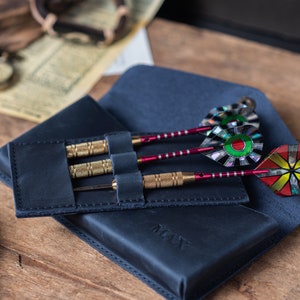 Leren dartkoffer, houder gepersonaliseerde dartset, draagtas darts, houder dartset, houder dartkoffer met stalen punt, draagtas dartkoker
