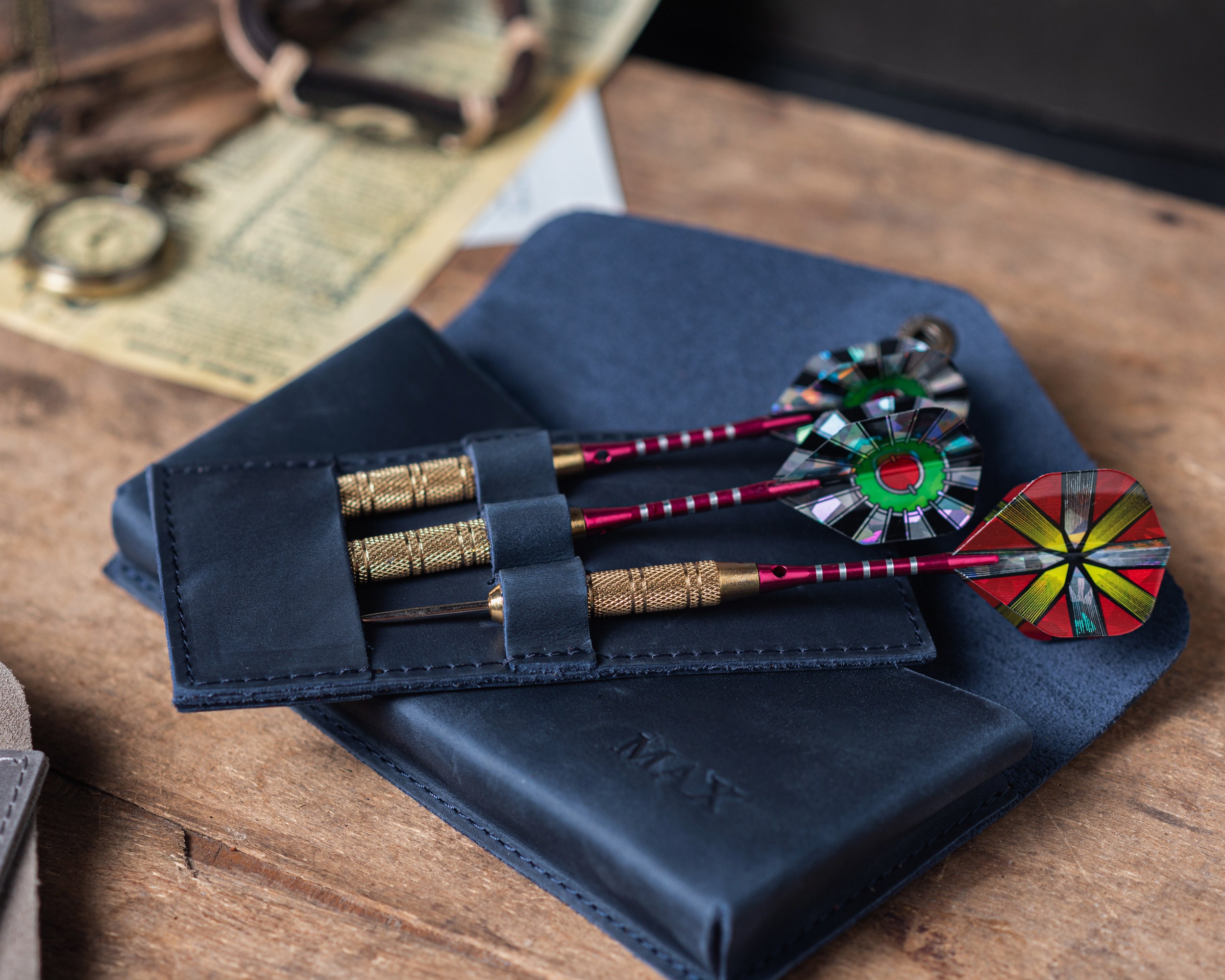Personalized Leather Darts Case, Darts Set Holder, Dart Carrying Case, Leather Dart Wallet, Steel Tip Dart Case Holder, Dart Sleeve Case