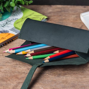 Personalized Pencil Holder, Custom Leather Pencil Case, Leather Pen Holder, Pencil Pouch, Genuine Leather Pen Bag, Pen Case