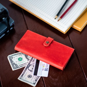 Cartera de cuero hecha a mano, Cartera de cuero natural, Cartera de hombre, Cartera hecha a mano, Cartera minimalista, Cartera plegable, Cartera de cuero de regalo imagen 4