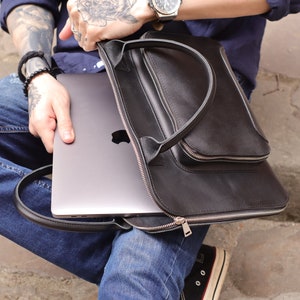 Handmade Leather MacBook Air Bag, Vintage Leather MacBook Pro 13 Bag, Leather MacBook 13 Bag, MacBook Pro 16 Bag, MacBook Pro Bag image 6