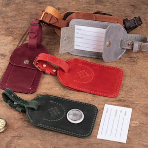 Gepersonaliseerde AirTag leren bagagelabels, Koffers AirTag-bagagelabels, taslabels Bagage, bagagenaamplaatje, leren kofferidentificatielabel