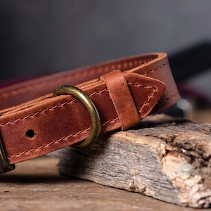 Personligt hundhalsband i läder, Personligt hundhalsband, Hundhalsband i äkta läder, Graverat hundhalsband i läder, Anpassat hundhalsband bild 8