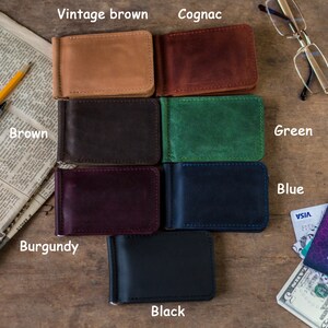 Small Slim Wallet Mens Leather Wallet Soft Leather Card Holder Mens Business Card Wallet image 4