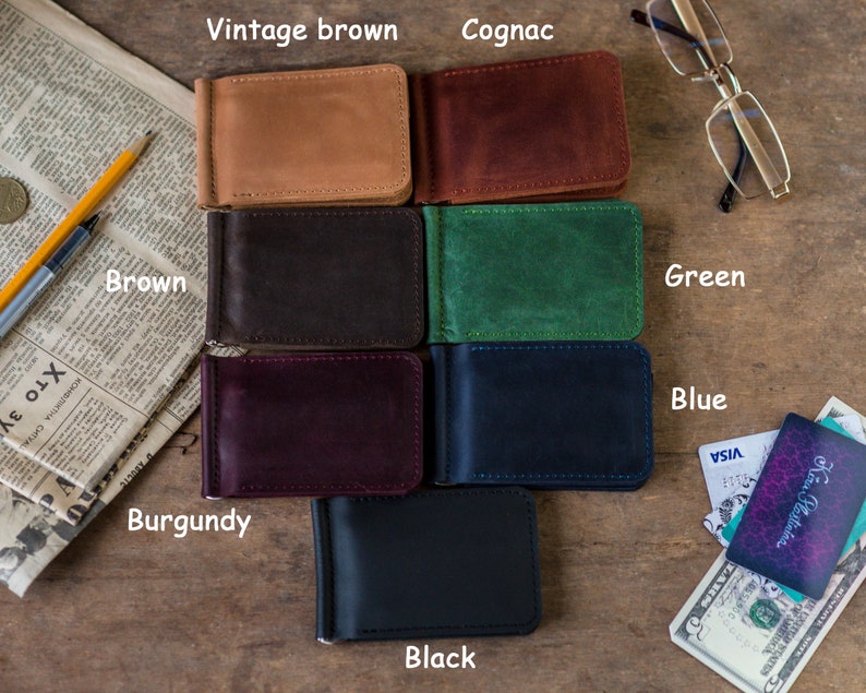 Small Slim Wallet Mens Leather Wallet Soft Leather Card Holder Mens Business Card Wallet image 4