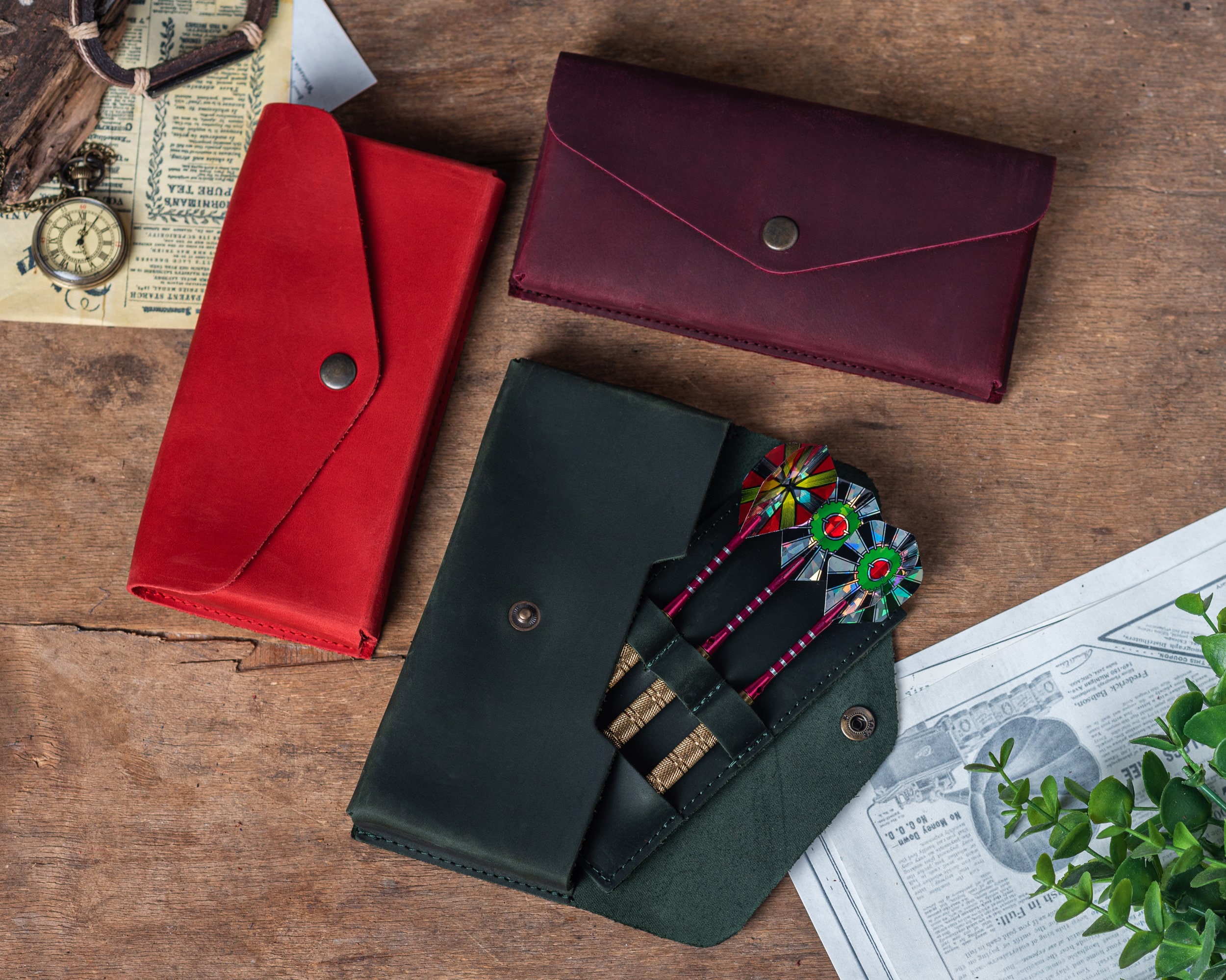 Personalized Leather Darts Case, Darts Set Holder, Dart Carrying Case, Leather Dart Wallet, Steel Tip Dart Case Holder, Dart Sleeve Case