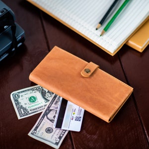 Cartera de cuero hecha a mano, Cartera de cuero natural, Cartera de hombre, Cartera hecha a mano, Cartera minimalista, Cartera plegable, Cartera de cuero de regalo imagen 6