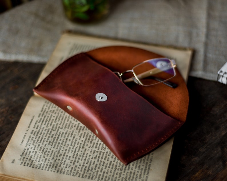 Customized Leather Glasses Case, Leather Eyeglass Case, Handmade Sunglasses Sleeve, Eyewear, Leather Sunglasses Pouch, Sunglasses Pouch image 2