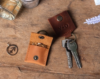 Customized Ring Holder Keychain, Leather Wedding Ring Case Holder, Jewelry Ring Case Keyfob,  Ring Pouch Keeper, Women&#39;s Earrings Case Bag