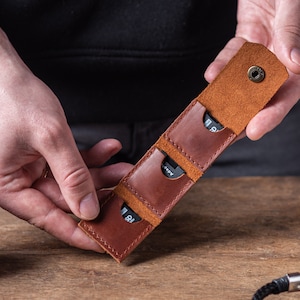 Estuche para tarjeta SD hecho a mano, soporte de cuero para tarjeta SD, funda para tarjeta SD, soporte para tarjeta de memoria, billetera para tarjeta SD, organizador de tarjeta SD, regalo para fotógrafo