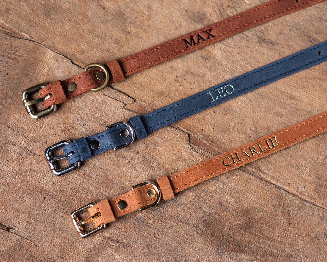 Personalized Leather Cat Collar, Personalized Cat Collar, Genuine