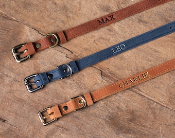 Personalized Leather Cat Collar, Personalized Cat Collar, Genuine Leather Cat Collar, Engraved Leather Cat Collar, Customized Cat Collar