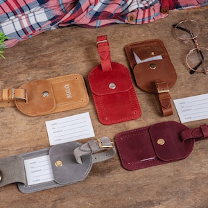 Gepersonaliseerde lederen bagagelabels, koffers bagagelabels, taslabels voor bagage, naamlabels voor bagage, koffer-ID leren label