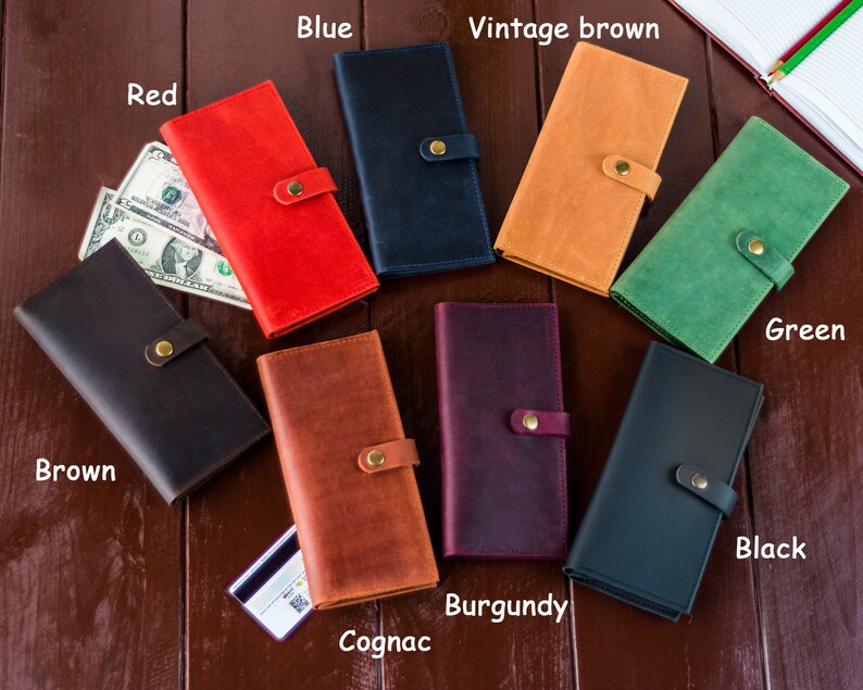 Cartera de cuero hecha a mano, Cartera de cuero natural, Cartera de hombre, Cartera hecha a mano, Cartera minimalista, Cartera plegable, Cartera de cuero de regalo imagen 2