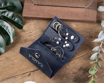 Customized Jewelry Pouch, Soft Leather Organizer for Rings and Earrings, Jewelry Travel Bag