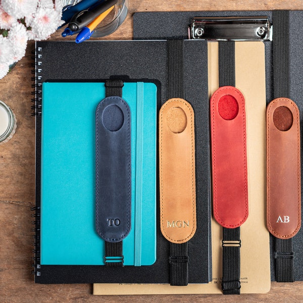 Porte-stylo personnalisé, porte-stylo à bande en cuir réglable pour ordinateur portable, étui à stylo pour journal, pochette à manches crayon, étui de transport de stylo