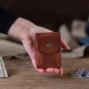 Minimalistische kaarthouder handgemaakte slanke leren portemonnee Minimalistische portemonnee gepersonaliseerde kaarthouder leren kaarthouder slanke portemonnee cadeau voor mannen