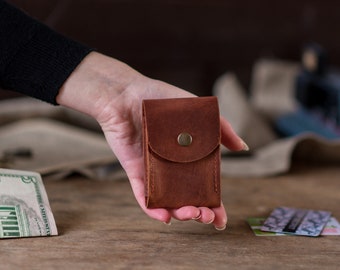 Porte-cartes minimaliste fait à la main portefeuille en cuir mince portefeuille minimaliste porte-cartes personnalisé porte-cartes en cuir portefeuille mince cadeau pour hommes