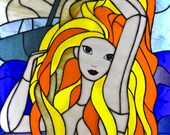Unique large stained glass picture quot Mermaid quot , based on the stained glass window film Harry Potter