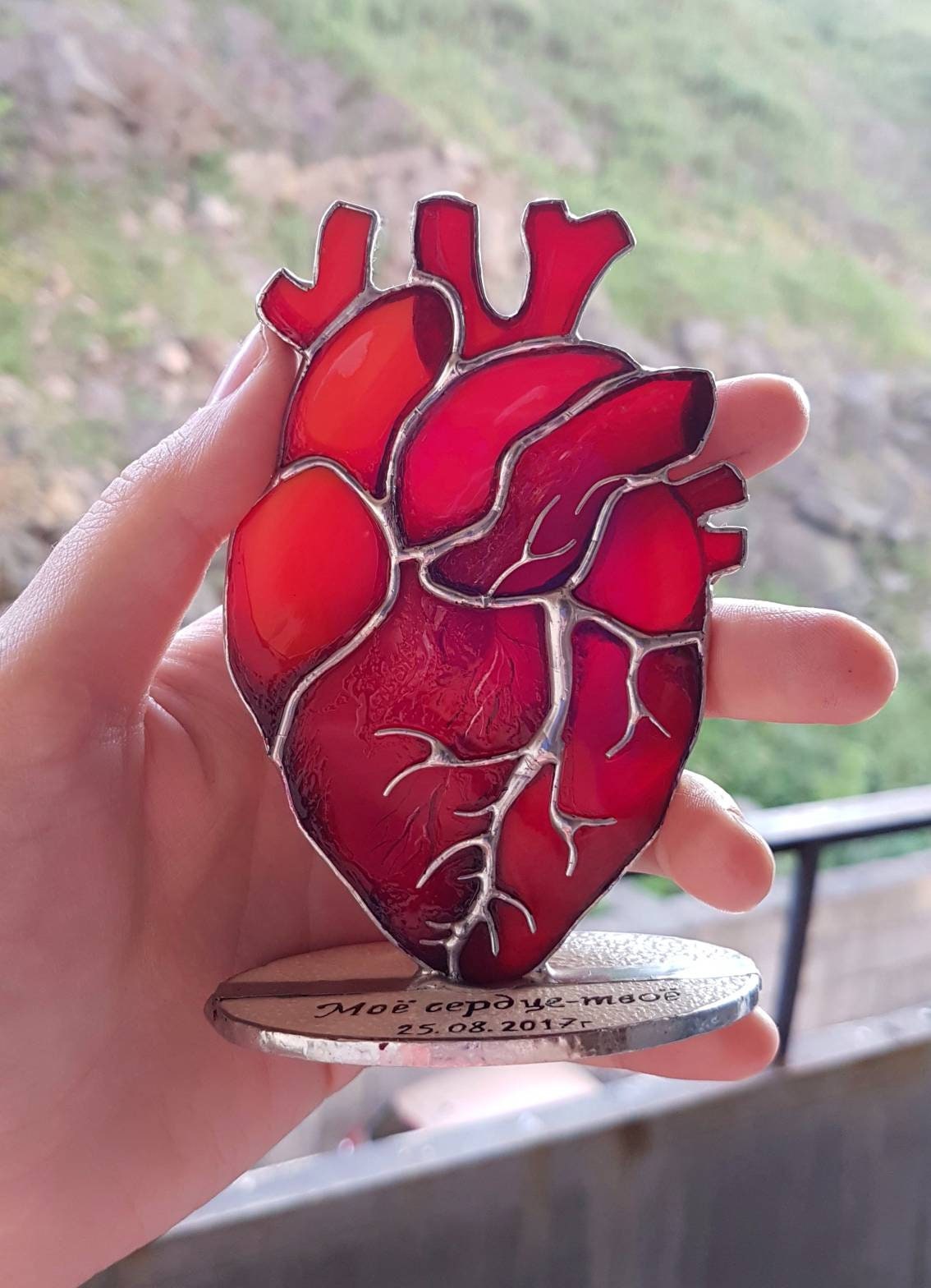 Stained glass Anatomical Heart Medical anatomy art One year | Etsy