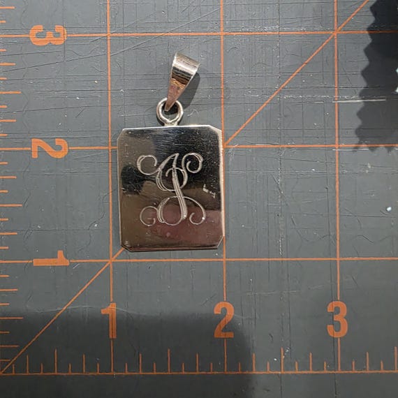 Initial "J" 925 sterling silver rectangle pendant… - image 3