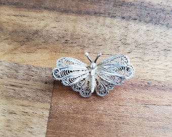 Lacey Sterling Silver Butterfly Brooch ~ Vintage