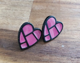 Heart Stud Earrings - Vintage