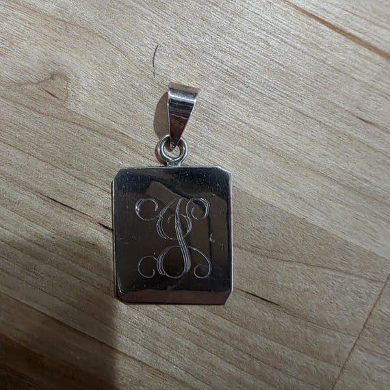 Initial "J" 925 sterling silver rectangle pendant… - image 1