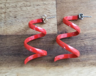 RED CORKSCREW earrings.  Vintage