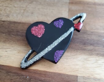 GALAXY HEART vintage brooch