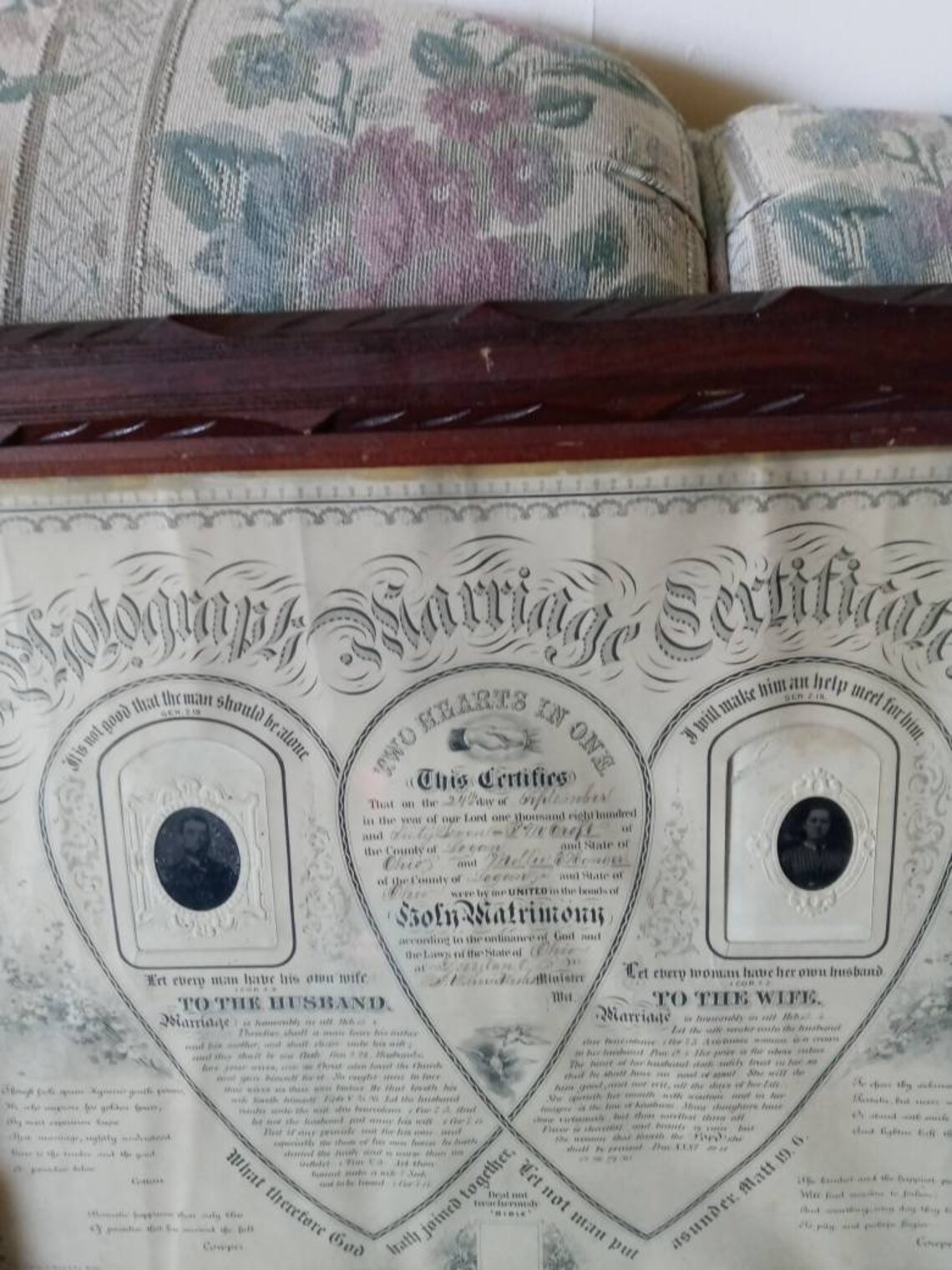 Antik 1867 Foto Heiratsurkunde Rahmen Fledermäuse an Ecken | Etsy