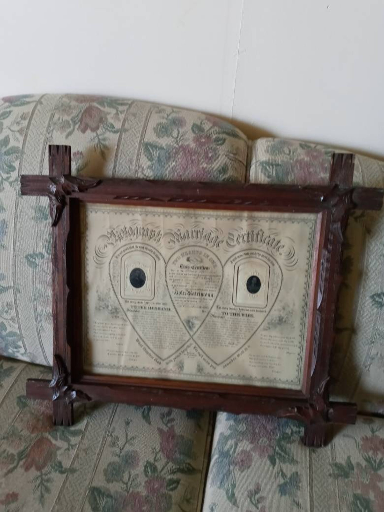 Antik 1867 Foto Heiratsurkunde Rahmen Fledermäuse an Ecken | Etsy