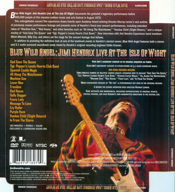 Jimi Hendrix Blue Wild Angel Live at Isle of Wight DVD Near Mint