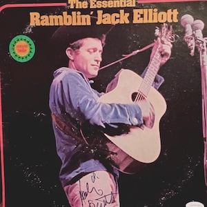 W@W JSA COA SIGNERAD The Essential Ramblin' Jack Elliott autograf Dubbel vinylskiva Album Lp Bästa av största hits Diamond Joe Bob Dylan